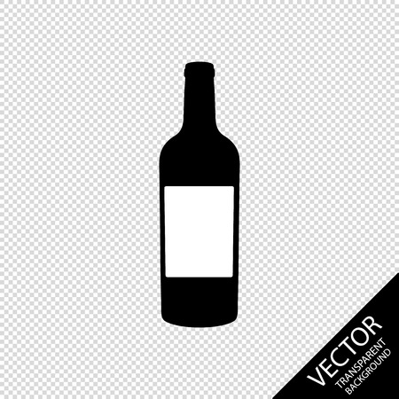 Bottle Of Wine - Vector Illustration - Isolated On Transparent Blackgroundのイラスト素材