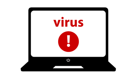 Laptop Screen And Virus Information - Vector Illustration - Isolated On White Backgroundのイラスト素材
