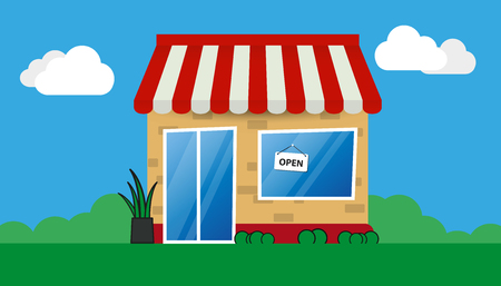 Store - Online Shop - Vector Business Concept - Isolated On White Backgroundのイラスト素材