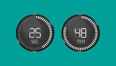 Clock Countdown, Clock Timer Second And Minute - Vector Illustrations - Isolated On Monochrome Backgroundのイラスト素材