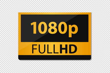 FullHD 1080p Icon - Golden Vector Illustration - Isolated On Transparent Backgroundのイラスト素材
