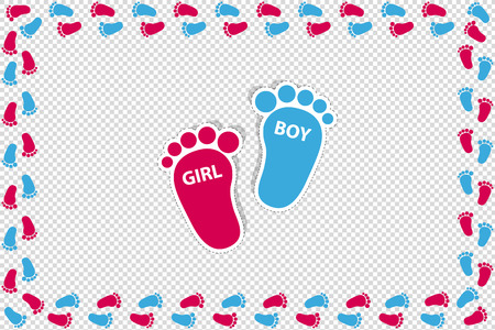 Rectangle Frame Made Of Baby Girl And Boy Feets - Vector Illustration - Isolated On Transparent Backgroundのイラスト素材