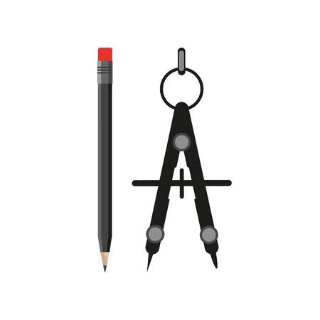 Divider And Pencil Icons - Vector Illustrations - Isolated On White Backgroundのイラスト素材