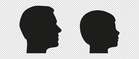Head Silhouette From Father And Son - Man And Boy Vector Edition - Isolated On Transparent Backgroundのイラスト素材