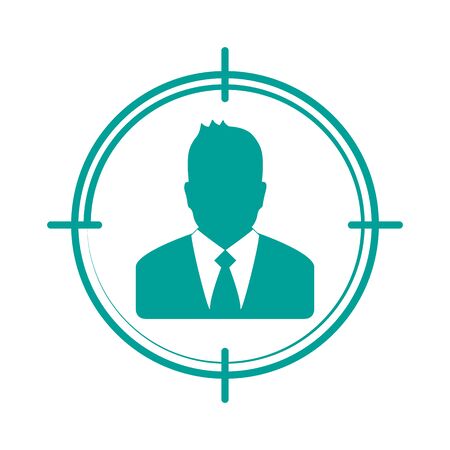 Target Audience Icon - Vector Businessman Illustration - Isolated On White Backgroundのイラスト素材