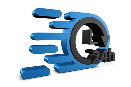 Speed Flat Symbol Delivery 24h Service Concept - Black And Blue 3D Illustration - Isolated On White...