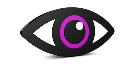 Eye Symbol - Black And Pink 3D Illustration Isolated On White Backgroundの写真素材
