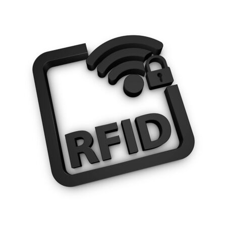 Radio Frequency Identification RFID Symbol - Black 3D Illustration Isolated On White Backgroundの写真素材