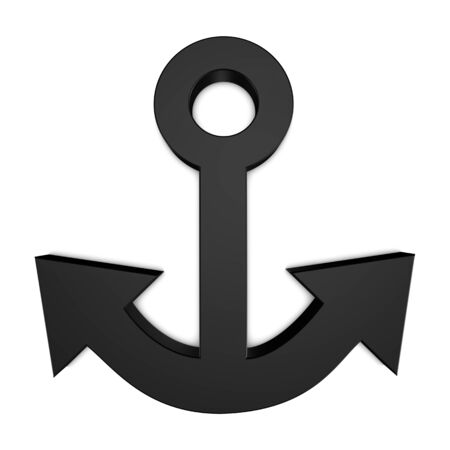 Ship Anchor - Black 3D Illustration - Isolated On White Backgroundの写真素材