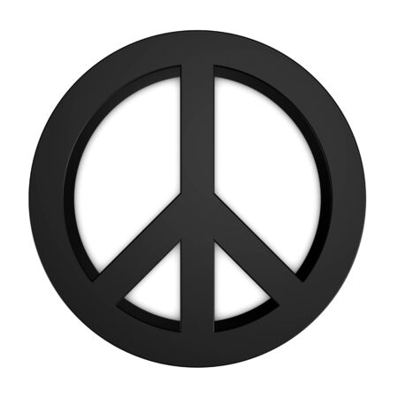 Peace Sign - Black 3D Illustration - Isolated On White Backgroundの写真素材