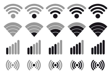 Wifi Wireless Wlan Internet Signal Flat Vector Icons For Apps Or Websites - Isolated On White Backgroundのイラスト素材
