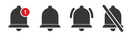 Different Notification Icons Set - Vector Illustrations - Isolated On White Backgroundのイラスト素材