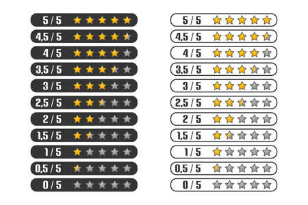Product Rating Stars Set - Different Vector Illustrations - Isolated On White Backgroundのイラスト素材