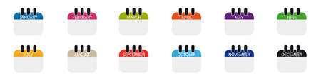 Calendar Schedule Icon Set - Colorful Vector Illustration - Isolated On White Backgroundのイラスト素材