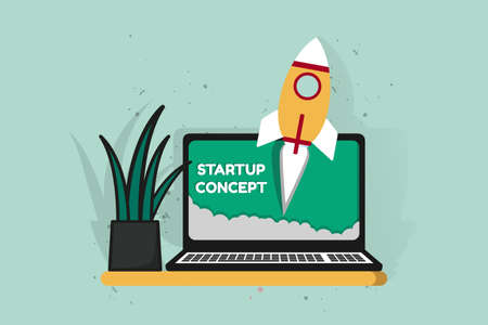 Startup Business Project Concept - Vector Illustration Isolated On Monochrome Background