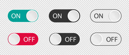 On And Off Toggle Switch Buttons - Vector Illustrations Set Isolated On Transparent Backgroundのイラスト素材
