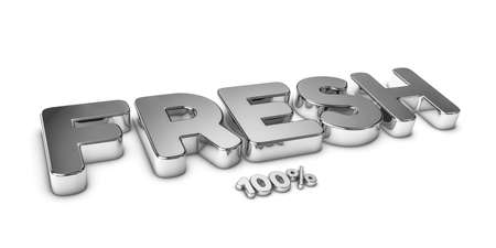 Fresh 100% Silver Metallic Letters - 3D Render Illustration - Isolated On White Backgroundの写真素材