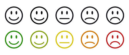 Feedback Mood Icons Set - Flat Vector Illustrations Isolated On White Backgroundのイラスト素材