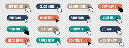 Interaction Buttons For Social Media, Business, Online Shopping - Vector Illustrations Set Isolated...
