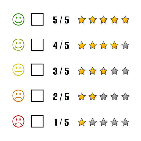 Product Rating Stars Concept - Vector Illustration Isolated On White Backgroundのイラスト素材