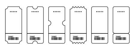 Cinema, Movie, Concert Ticket Icon Set - Different Line Vector Illustrations Isolated On White...