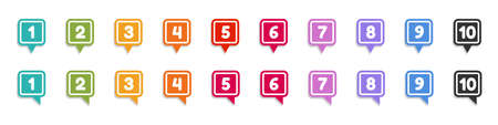 Button Map Pointer Set With Number Bullet Point From 1 To 10 - Vector Illustration Isolated On White...