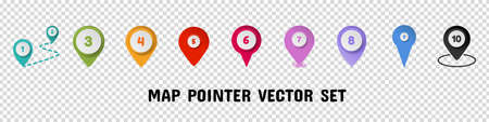 GPS Map Pointer Set - Different Colorful Vector Illustrations Isolated On Transparent Backgroundのイラスト素材