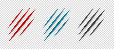 Wild Animal Claw Scratches - Vector Illustrations Set Isolated On Transparent Backgroundのイラスト素材