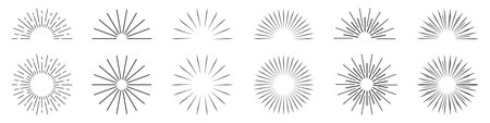 Sunburst Or Starburst Element Set - Different Vector Illustrations Isolated On White Backgroundのイラスト素材