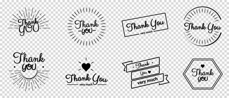 Thank You Icon Set - Different Vector Illustrations Isolated On Transparent Backgroundのイラスト素材