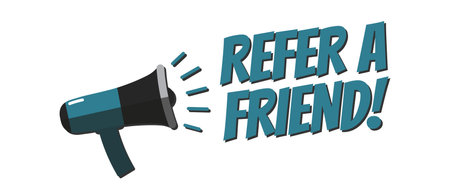 Megaphone Announcement Refer A Friend - Vector Illustration Isolated On White Backgroundのイラスト素材