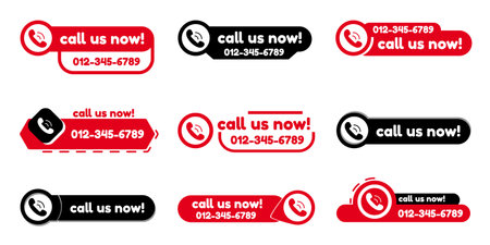 Call Us Button Icon Set - Different Vector Illustrations Isolated On White Backgroundのイラスト素材