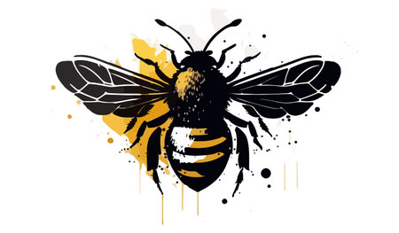 Bee Logo Flat Watercolor Design - Vector Illustration Isolated On White Backgroundのイラスト素材
