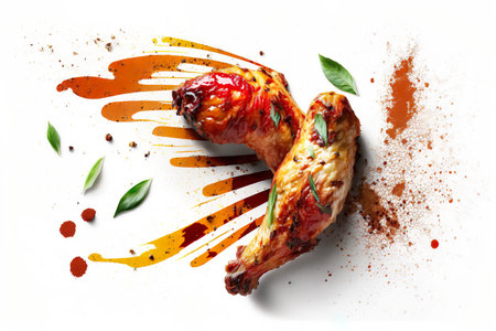 Hot Spicey Chicken Wings Isolated On White Background - Generative AIの素材