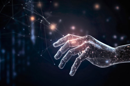 AI Robot Hand Connect The Future And Touches Innovating Big Data Network - Generative AIの素材