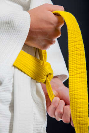 Judo yellow beltの写真素材