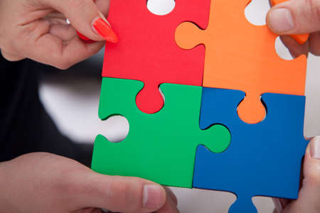 Cooperation concept of the strategic solution by puzzlesの写真素材