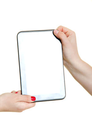 Beautiful young  women using tabletの写真素材