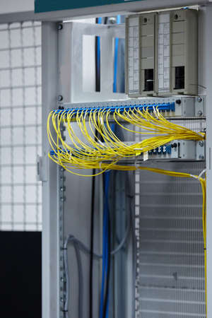 Network  modern server room with computers for digital communications and internet