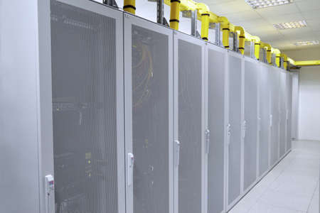 Network  modern server room with computers for digital communications and internet
