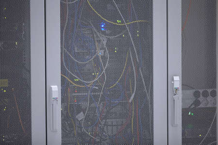 Network  modern server room with computers for digital communications and internet