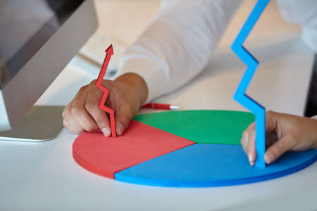 Group of business people assembling jigsaw puzzle and represent team supportの写真素材