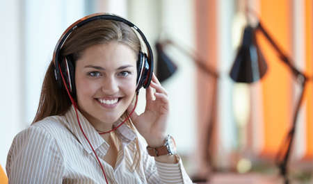 young business woman using computer at officeの写真素材