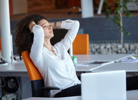 young business woman using computer at officeの写真素材