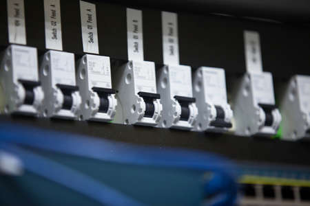 Server Room Network/communications server cluster in a server roomの写真素材