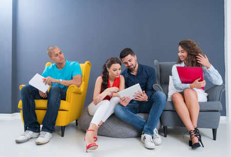 startup business people group working everyday job at modern officeの写真素材