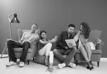 startup business people group working everyday job at modern office