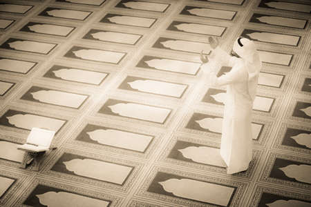 Religious muslim man praying inside the mosqueの写真素材