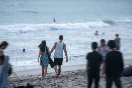 People walking at the beach, summerの写真素材
