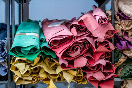 Real toned leather ready to post process into a footwear. texture, backgroundの写真素材